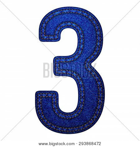 Jeans Alphabet Letters Number 3, Vector Illustration Modern Template Design