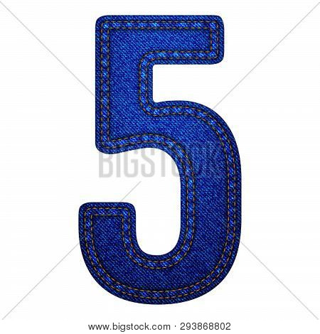 Jeans Alphabet Letters Number 5, Vector Illustration Modern Template Design