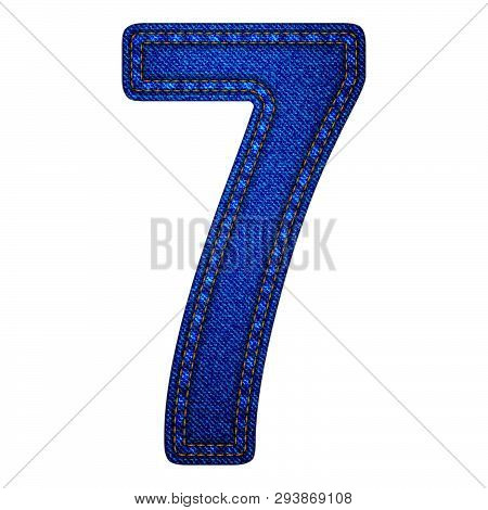 Jeans Alphabet Letters Number 7, Vector Illustration Modern Template Design