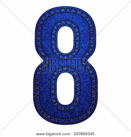Jeans Alphabet Letters Number 8, Vector Illustration Modern Template Design