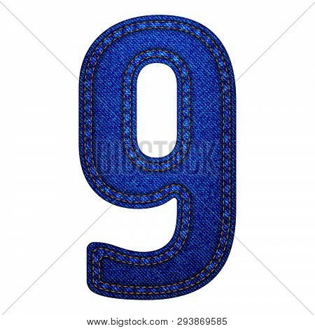 Jeans Alphabet Letters Number 9, Vector Illustration Modern Template Design
