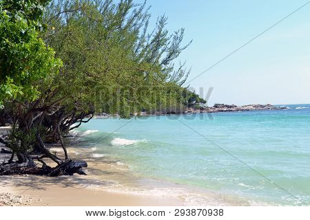 The Most Popular Tourist Destination - Samet Island In Thailand, Asia. Seaside, Tropical Trees On Th