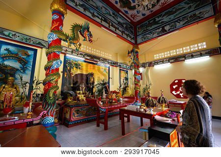 Ko Chang, Thailand - April 10, 2018: Chinese Buddist Temple In The North Area Of The Island - Hierog