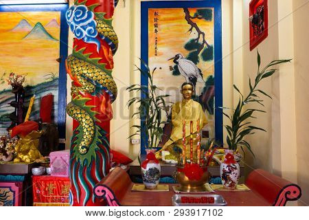 Ko Chang, Thailand - April 10, 2018: Chinese Buddist Temple In The North Area Of The Island - Hierog