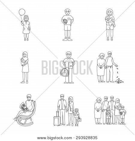Vector Illustration Of Happy  And Character Logo. Collection Of Happy  And Portrait Stock Vector Ill
