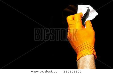 Car Polish Wax Worker Hands Polishing Car. Buffing And Polishing Vehicle With Ceramic. Car Detailing