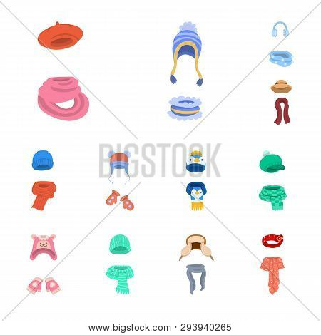 Vector Illustration Of Headwear  And Fashion  Sign. Set Of Headwear  And Cold Stock Vector Illustrat