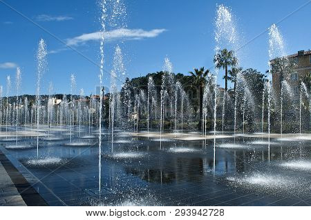 France Nice Fountain Miroir D'eau At Promenade Du Paillon