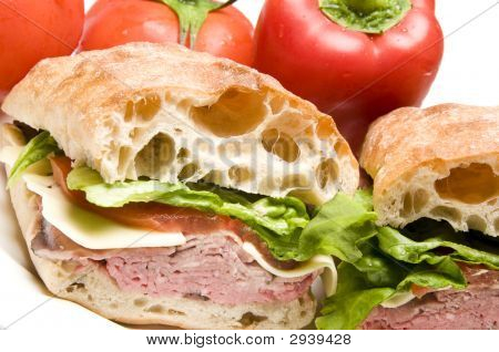 Pieczona wołowina serem Boursin Ciabatta chleb kanapkę