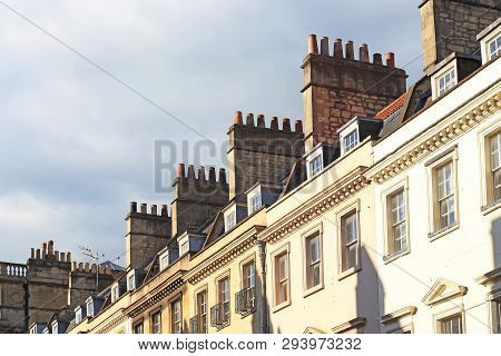 Bath, Great Britain - May 14, 2014: These Chimneys Are A Characteristic Fragment Of The Unique Archi