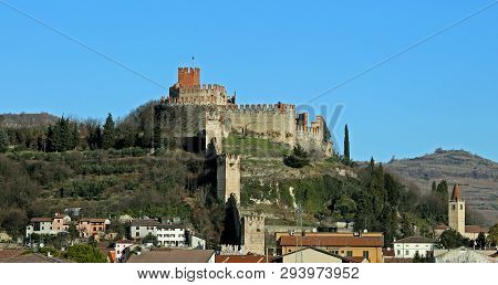 View Of The Ancient Castle Of Soave In The Province Of Verona In Italy