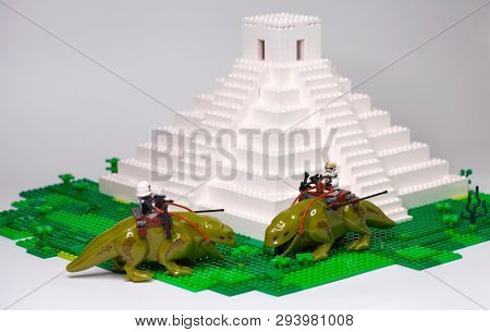 RUSSIA, SAMARA, April 05, 2019. Constructor Lego Imperial Stormtrooper Rides a Rosospinnik - Star Wars Episode 4