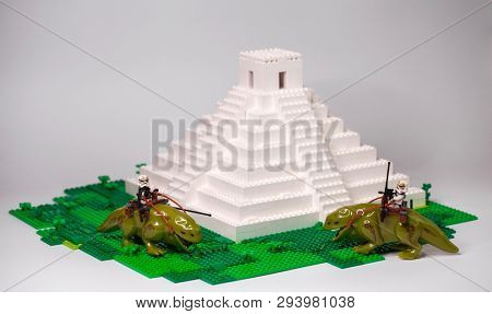 RUSSIA, SAMARA, April 05, 2019. Constructor Lego Imperial Stormtrooper Rides a Rosospinnik - Star Wars Episode 4