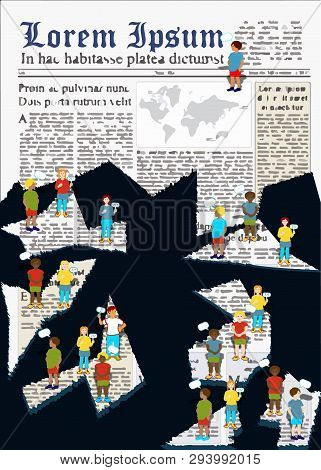 Art Conception With Eath Background And Children And Question Signs