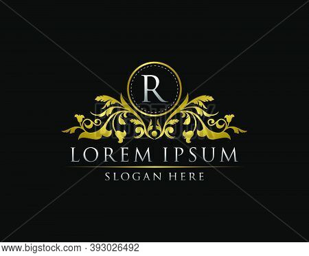 Luxury Gold R Letterlogo Template In Vector For Restaurant, Royalty, Boutique, Cafe, Hotel, Heraldic
