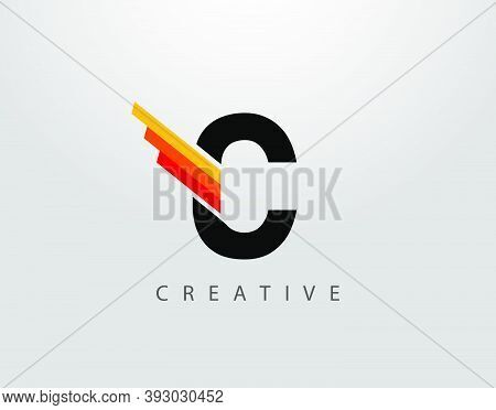 Initial C Monogram Logo. Abstract Wing And Strip C Letter Icon