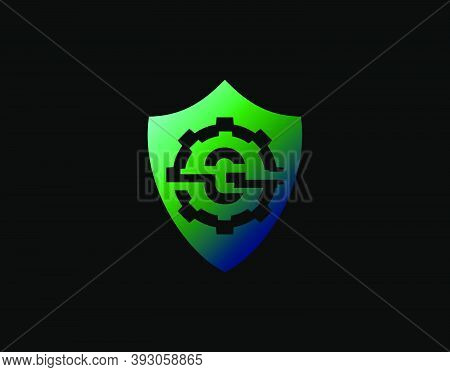 Abstract G Letter Logo With Gear Shape And Modern Shield Design. Security G Icon Design Template.
