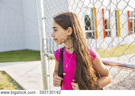 Nine Years Old Girl Student At School