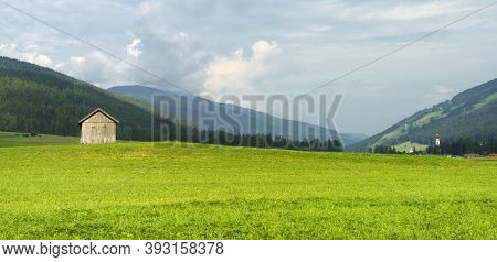 Cycleway Of Pusteria Valley, Bolzano Province, Trentino Alto Adige, Italy. Mountain Landscape At Sum