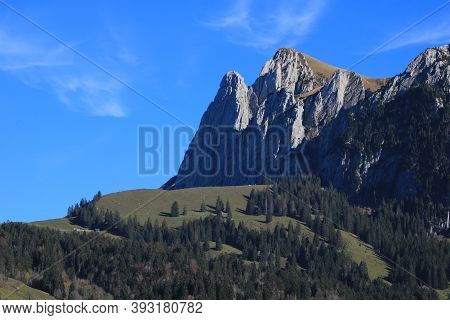Mount Bockmattlistock In Autumn. Mountain In The Swiss Alps.