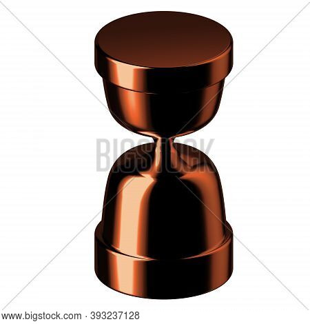 Sandclock 3d Illustration In Cartoon Metal Style Not White Background.