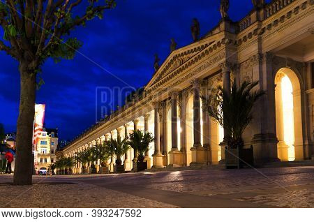 The Mill Colonnade Mlynska Kolonada Neo-renaissance Building With Columns And Hot Springs In Spa Tow
