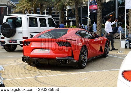 Dubai, Uae - November 16: The Ferrari 812 Superfast Sportscar Is On Dubai Motor Show 2019 On Novembe