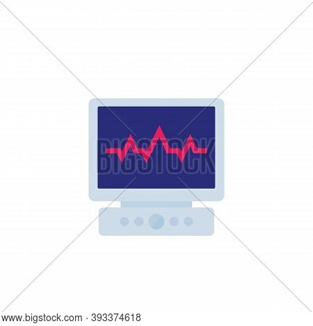 Ecg, Electrocardiogram Vector Flat Icon, Eps 10 File, Easy To Edit