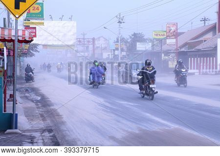 Yogyakarta, Indonesia. October 30, 2010: The Effects Of The Eruption Of Mount Merapi, Dust Covered T