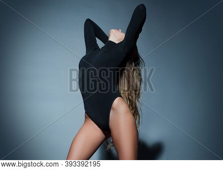 Bondage And Bdsm Concept. Portrait Of Beautiful Seductive Woman. Girl Dance In Night Club