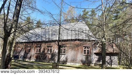 Latvia, Riga, 01,05,2016 An Old Wooden House In The Latvian Ethnographic Museum