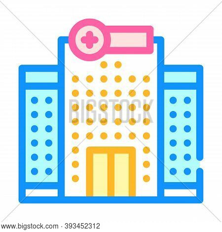 Hospital Building Color Icon Vector Illustration Sign