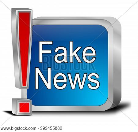 Blue Fake News Button - 3d Illustration