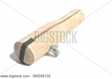 Jeweler Wooden Vise Holder Isolated On White Background.