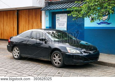 Oaxaca, Mexico - May 25, 2017: Black Coupe Honda Accord In The City Street.