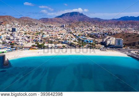 Aerial View Of Laginha Beach In Mindelo City In Sao Vicente Island In Cape Verde