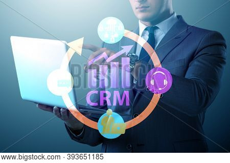 CRM custromer relationship management concept with businessman