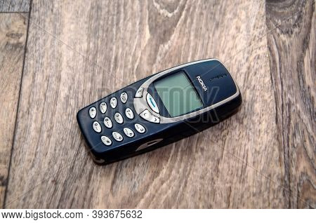 Homel, Belarus - November 8, 2020: Nokia 3310 Mobile Phone, One Of Nokias Most Popular Phones, First
