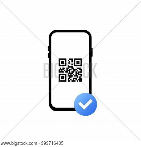 Succesful Payment With Barcode. Qr Code Scanning. Mobile Scans Qr Code. Read Bar Code, Coding. Icon 