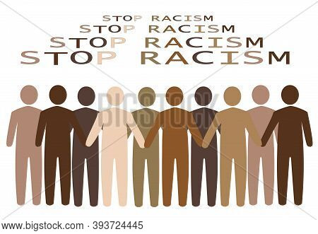 Stop Racism Poster. Different Races Against Discrimination. Vector Icon