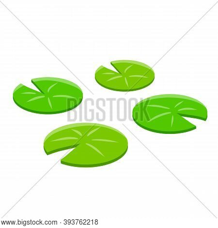 Nenuphars. Water Lily. Plant On Lake And Pond. Large Green Leaf. Cartoon Flat Illustration. Element 