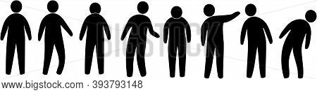 Set Of Human Figures In Different Movements Isolated On A White Background.
