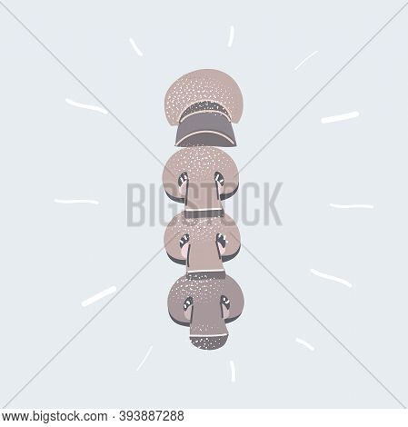 Vector Illustration Of Pile Of Sliced Mushroom On White Backgroud.