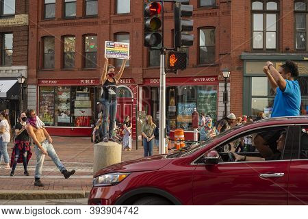 Mainers Celebrate Joe Biden's Victory Of The 2020 United States Presidential Election In Downtown Po
