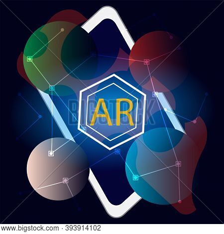 Abstract Composition Of Virtual Reality. Modern Technologies. Internet Business Project. Vr. Ar