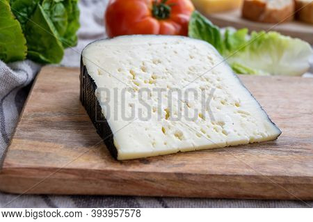 Cheese Collection, French Fol Epi  Cheese With Many Little Holes, Etorki, Tomme Noire Des Pyrenees A