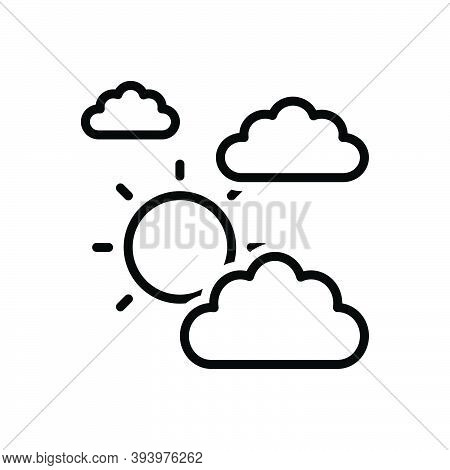 Black Line Icon For Mostly Mainly For-the-most-part Largely Essentially Cloud Sun Weather Climate
