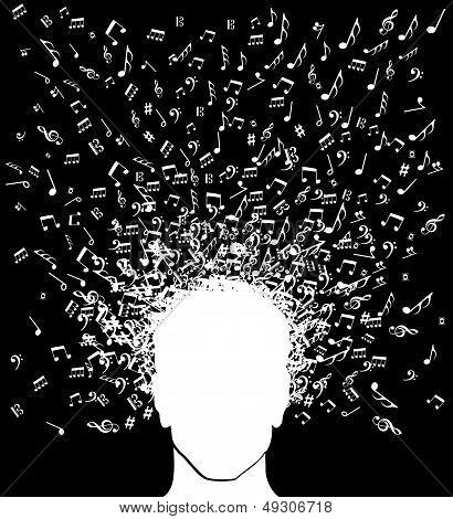 Music Notes Man Head Splash