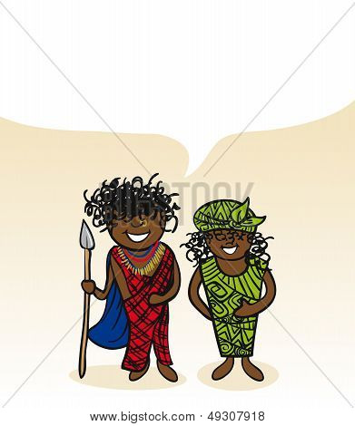 Kenyan Cartoon Couple Social Bubble