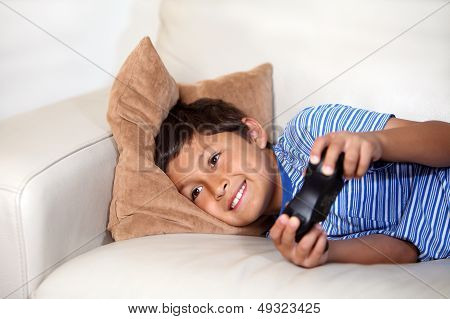 Young Boy Playing Computer Game
